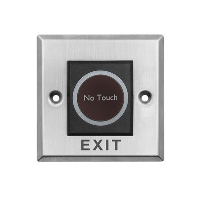 Botão infravermelho de aço inoxidável da saída do tamanho 86*86mm Touchless do quadrado T4 com luz do diodo emissor de luz, com texto inglês