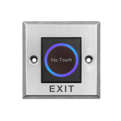 Botão infravermelho de aço inoxidável da saída do tamanho 86*86mm Touchless do quadrado T4 com luz do diodo emissor de luz, com texto inglês