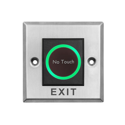 Botão infravermelho de aço inoxidável da saída do tamanho 86*86mm Touchless do quadrado T4 com luz do diodo emissor de luz, com texto inglês
