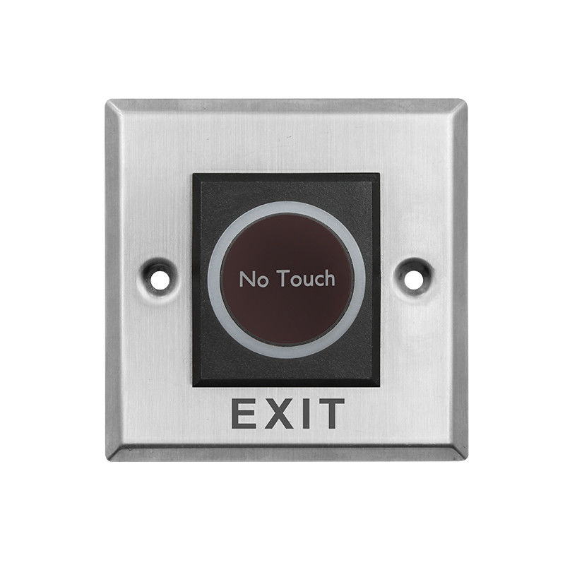 Botão infravermelho de aço inoxidável da saída do tamanho 86*86mm Touchless do quadrado T4 com luz do diodo emissor de luz, com texto inglês